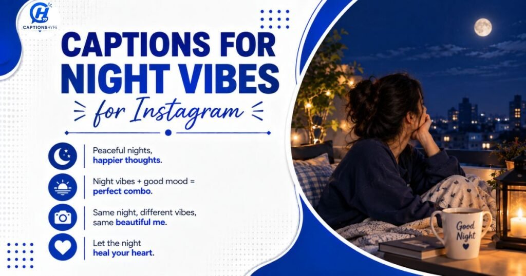 Captions for Night Vibes, short captions for night view
